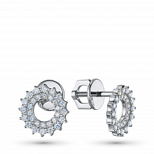14K White Gold Earring Studs with 60 Round-Cut Lab-Created Diamonds 0.399 CT.TW