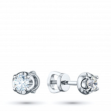 Sterling Silver Earring Studs with 2 Round-Cut Lab-Created Diamonds 0.552 CT.TW