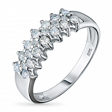 14K White Gold Ring with 20 Round-Cut Lab-Created Diamonds 0.306 CT.TW