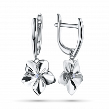 Sterling Silver Earrings with 2 Round-Cut Lab-Created Diamonds 0.051 CT.TW