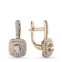 14K Yellow Gold Earrings with 96 Round-Cut Lab-Created Diamonds 0.622 CT.TW - изображение 1