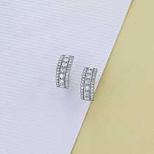 14K White Gold Earrings with 66 Round-Cut Lab-Created Diamonds 0.66 CT.TW