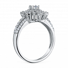 14K White Gold Ring with 61 Round-Cut Lab-Created Diamonds 0.907 CT.TW