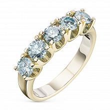 14K Yellow Gold Ring with 5 Round-Cut Lab-Created Diamonds 1.199 CT.TW