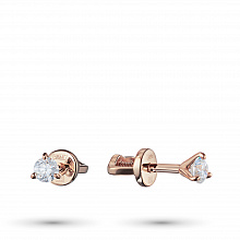 14K Rose Gold Earring Studs with 2 Round-Cut Lab-Created Diamonds 0.61 CT.TW