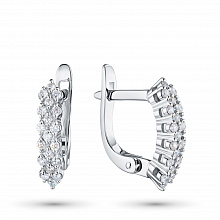Sterling Silver Earrings with 38 Round-Cut Lab-Created Diamonds 0.376 CT.TW