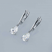 14K White Gold Earrings with 2 Pear-Cut Lab-Created Diamonds 2.097 CT.TW
