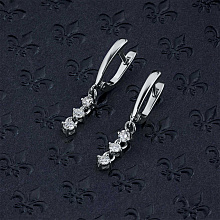 14K White Gold Earrings with 6 Round-Cut Lab-Created Diamonds 0.444 CT.TW