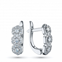 14K White Gold Earrings with 62 Round-Cut Lab-Created Diamonds 0.585 CT.TW