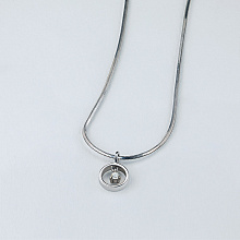 Sterling Silver Pendant with 1 Round-Cut Diamond 0.048 CT.TW