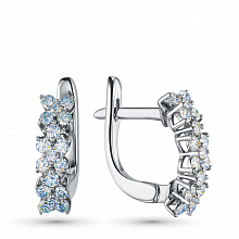 14K White Gold Earrings with 34 Round-Cut Lab-Created Diamonds 0.568 CT.TW