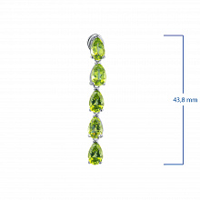 Sterling Silver Earring Studs with 10 Pear-Cut Chrysolites 9.293 CT.TW