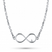 Sterling Silver Necklace with 1 Round-Cut Diamond 0.006 CT.TW