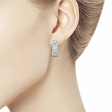 14K White Gold Earrings with 78 Round-Cut Lab-Created Diamonds 0.783 CT.TW
