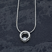 Sterling Silver Pendant with 1 Round-Cut Lab-Created Diamond 0.21 CT.TW