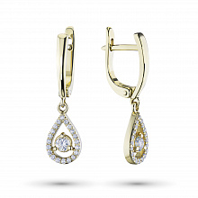 14K Yellow Gold Earrings with 42 Round-Cut Lab-Created Diamonds 1.169 CT.TW