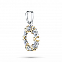 14K White and Yellow Gold Pendant with 12 Round-Cut Lab-Created Diamonds 0.121 CT.TW