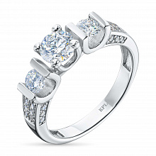 14K White Gold Ring with 27 Round-Cut Lab-Created Diamonds 1.248 CT.TW