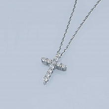 14K White Gold Pendant with 11 Round-Cut Lab-Created Diamonds 0.449 CT.TW