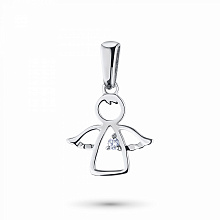 14K White Gold Pendant with 1 Round-Cut Lab-Created Diamond 0.015 CT.TW