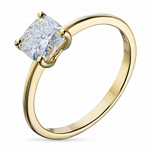 14K Yellow Gold Ring with 1 Cushion-Cut Lab-Created Diamond 1.056 CT.TW