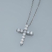 Sterling Silver Pendant with 11 Round-Cut Lab-Created Diamonds 0.899 CT.TW