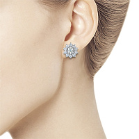14K White Gold Earring Studs with 22 Round-Cut Lab-Created Diamonds 1.589 CT.TW - изображение 2