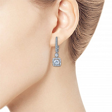 14K White Gold Earrings with 54 Round-Cut Lab-Created Diamonds 1.866 CT.TW