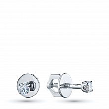 14K White Gold Earring Studs with 2 Round-Cut Lab-Created Diamonds 0.236 CT.TW