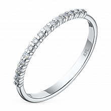 14K White Gold Ring with 15 Round-Cut Lab-Created Diamonds 0.116 CT.TW