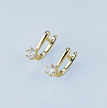 14K Yellow Gold Earrings with 2 Round-Cut Lab-Created Diamonds 0.678 CT.TW