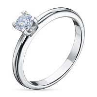 14K White Gold Ring with 1 Round-Cut Lab-Created Diamond 0.258 CT.TW - изображение 1