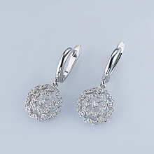 14K White Gold Earrings with 82 Round-Cut Lab-Created Diamonds 0.551 CT.TW