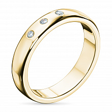 14K Yellow Gold Ring with 3 Round-Cut Lab-Created Diamonds 0.04 CT.TW