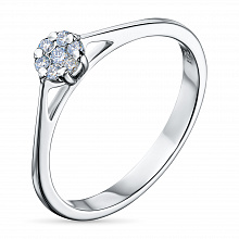 Sterling Silver Ring with 7 Round-Cut Lab-Created Diamonds 0.098 CT.TW
