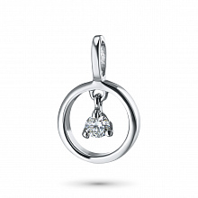 14K White Gold Pendant with 1 Round-Cut Lab-Created Diamond 0.081 CT.TW