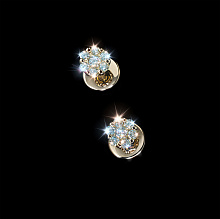 14K Yellow Gold Earring Studs with 14 Round-Cut Lab-Created Diamonds 0.361 CT.TW