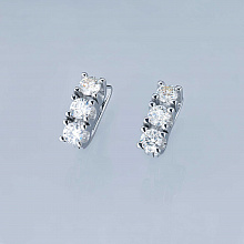 14K White Gold Earrings with 6 Round-Cut Lab-Created Diamonds 1.436 CT.TW