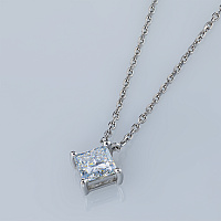 14K White Gold Necklace with 1 Princess-Cut Lab-Created Diamond 1.026 CT.TW - изображение 4