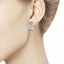 14K White Gold Earrings with 58 Round-Cut Lab-Created Diamonds 1.351 CT.TW