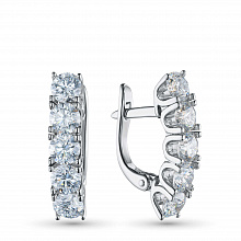 14K White Gold Earrings with 10 Round-Cut Lab-Created Diamonds 2.498 CT.TW