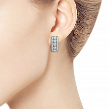 14K White Gold Earrings with 50 Round-Cut Lab-Created Diamonds 1.34 CT.TW