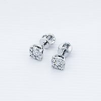 14K White Gold Earring Studs with 18 Round-Cut Lab-Created Diamonds 0.4 CT.TW - изображение 4