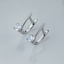 Sterling Silver Earrings with 2 Round-Cut Lab-Created Diamonds 0.565 CT.TW