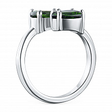 Sterling Silver Ring with 2 Pear-Cut Chromdiopsides 2.56 CT.TW