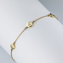 14K Yellow Gold Bracelet with 3 Round-Cut Lab-Created Diamonds 0.138 CT.TW
