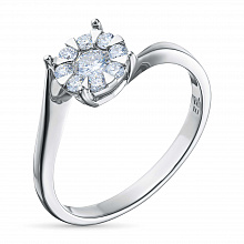 Sterling Silver Ring with 9 Round-Cut Lab-Created Diamonds 0.313 CT.TW