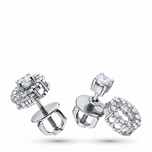 14K White Gold Earring Studs with 26 Round-Cut Lab-Created Diamonds 0.691 CT.TW