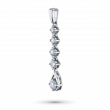 14K White Gold Pendant with 5 Round-Cut Lab-Created Diamonds 0.618 CT.TW