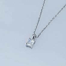 14K White Gold Pendant with 1 Cushion-Cut Lab-Created Diamond 0.55 CT.TW